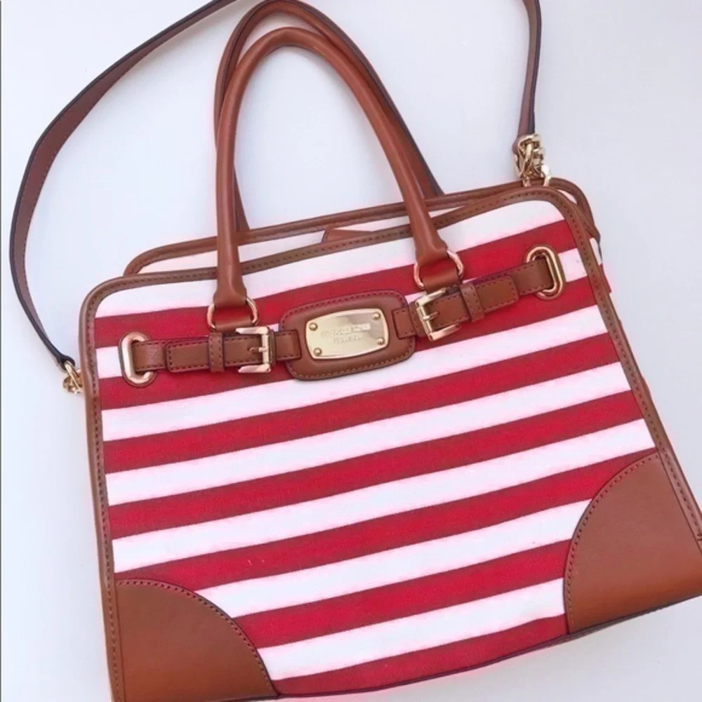Michael Kors Hamilton Canvas Striped Red